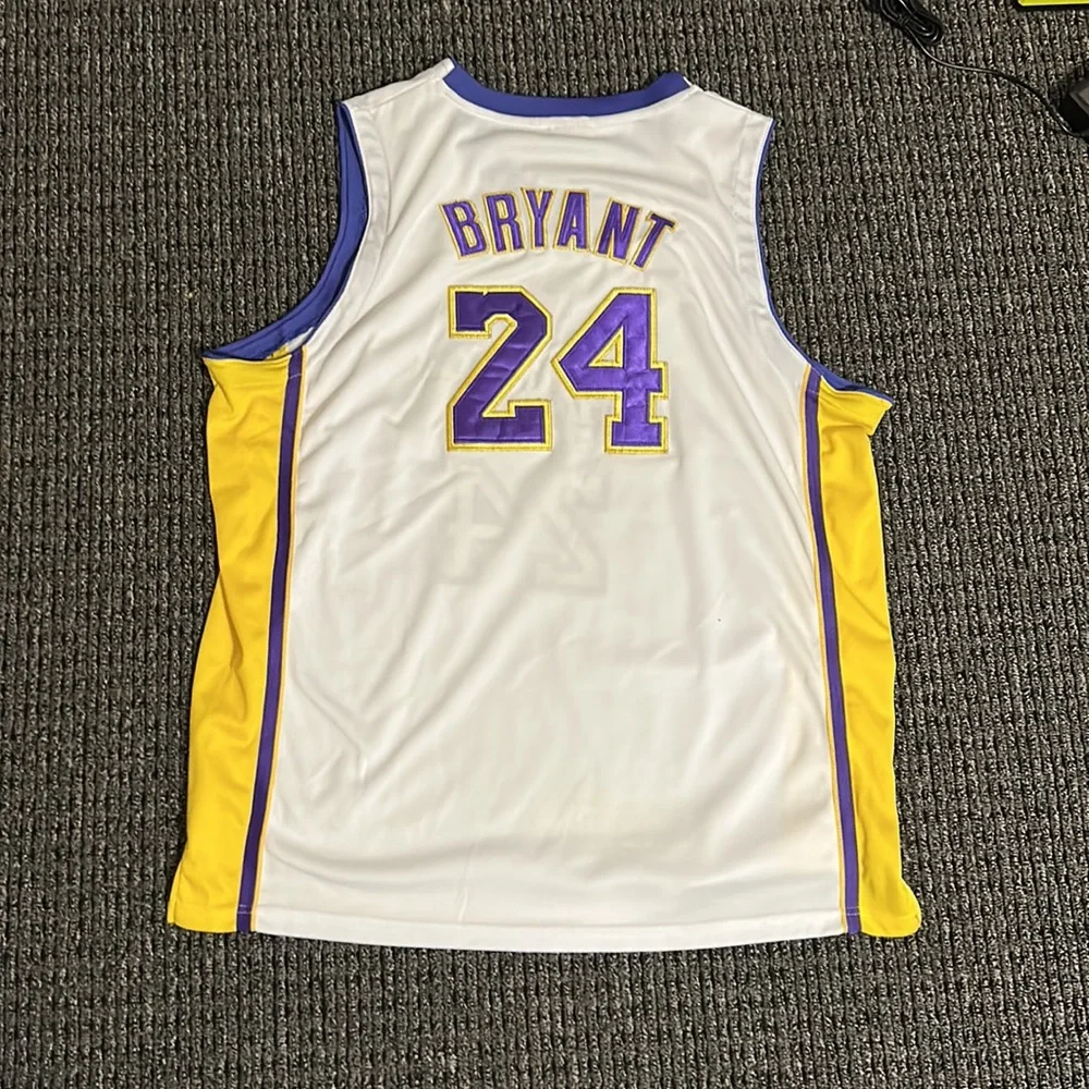 Kobe Bryant NBA Jersey | #24 Adidas Jersey with Champion Trophy | White & Gold - Picture 6 of 9